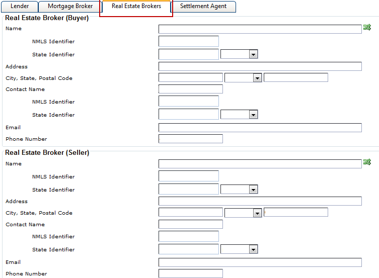 Real Estate Brokers tab within the Contact Information tab