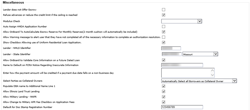 Miscellaneous section options