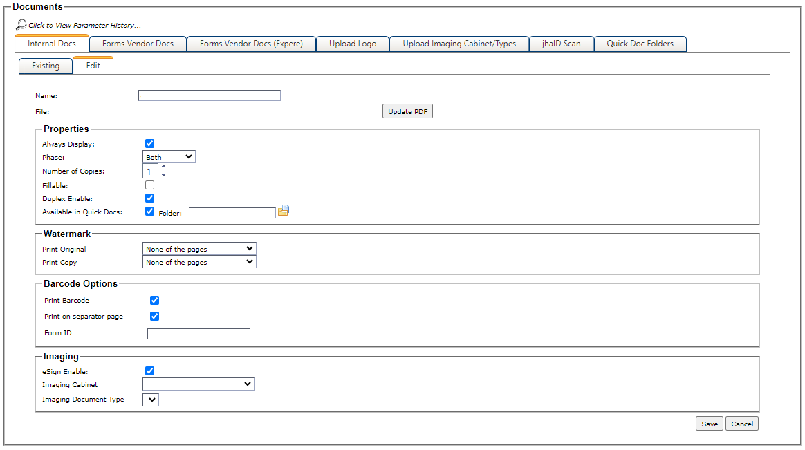 Edit tab under the Internal Docs tab of Documents