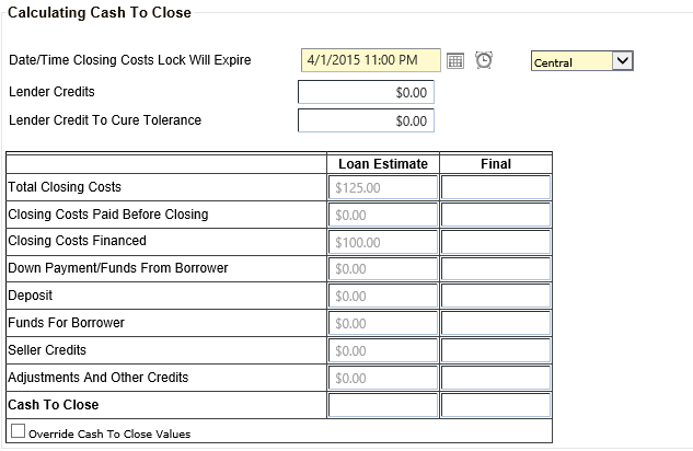 Calculating Cash to Close section
