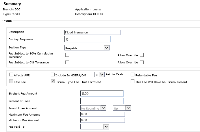 Editing Fees on the Fees - TERMS Tab