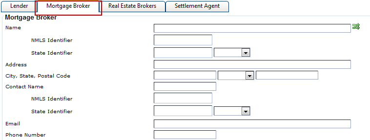 Mortgage Broker tab within the Contact Information tab