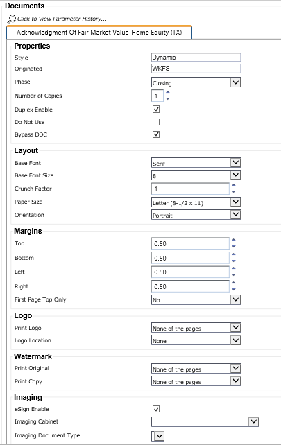 Form Vendor Doc tab with sections