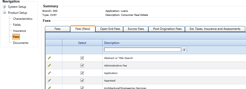 The Fees - TERMS Tab