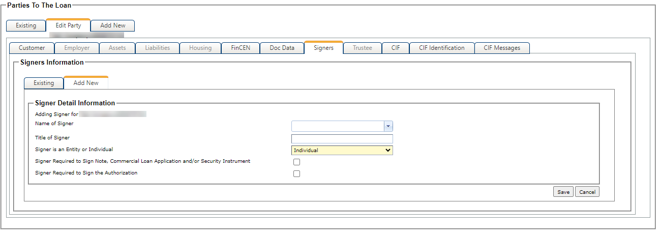 Signer Detail Information node within Signers Information in Parties to the Loan